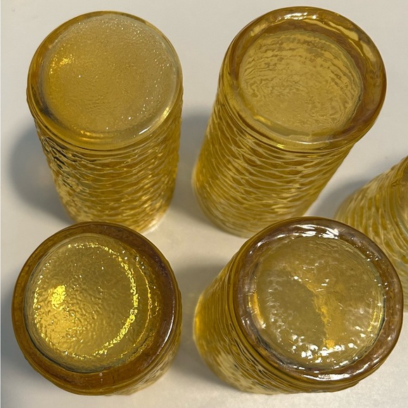 Vintage Anchor Hocking Gold Highball Tumbler 4 Piece Set With 3 Juice Glasses - Picture 7 of 10